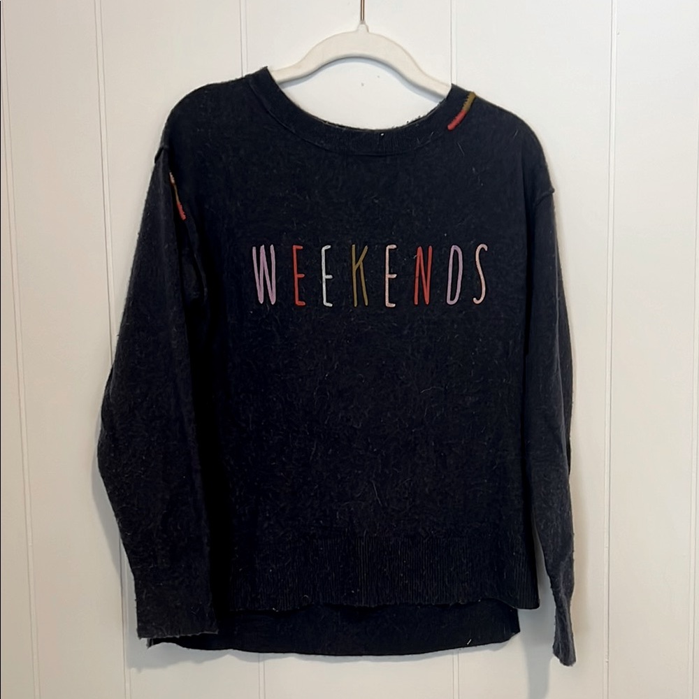 Weekend Vibes Dark Blue Wool Sweater